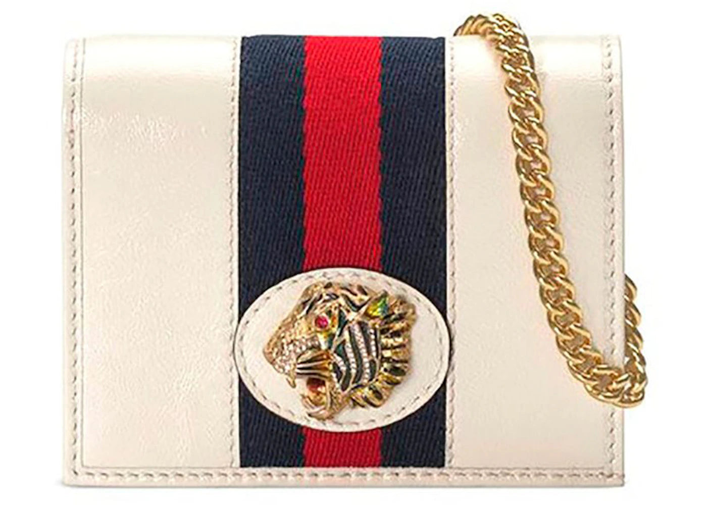 Gucci Rajah Chain Card Case Ivory