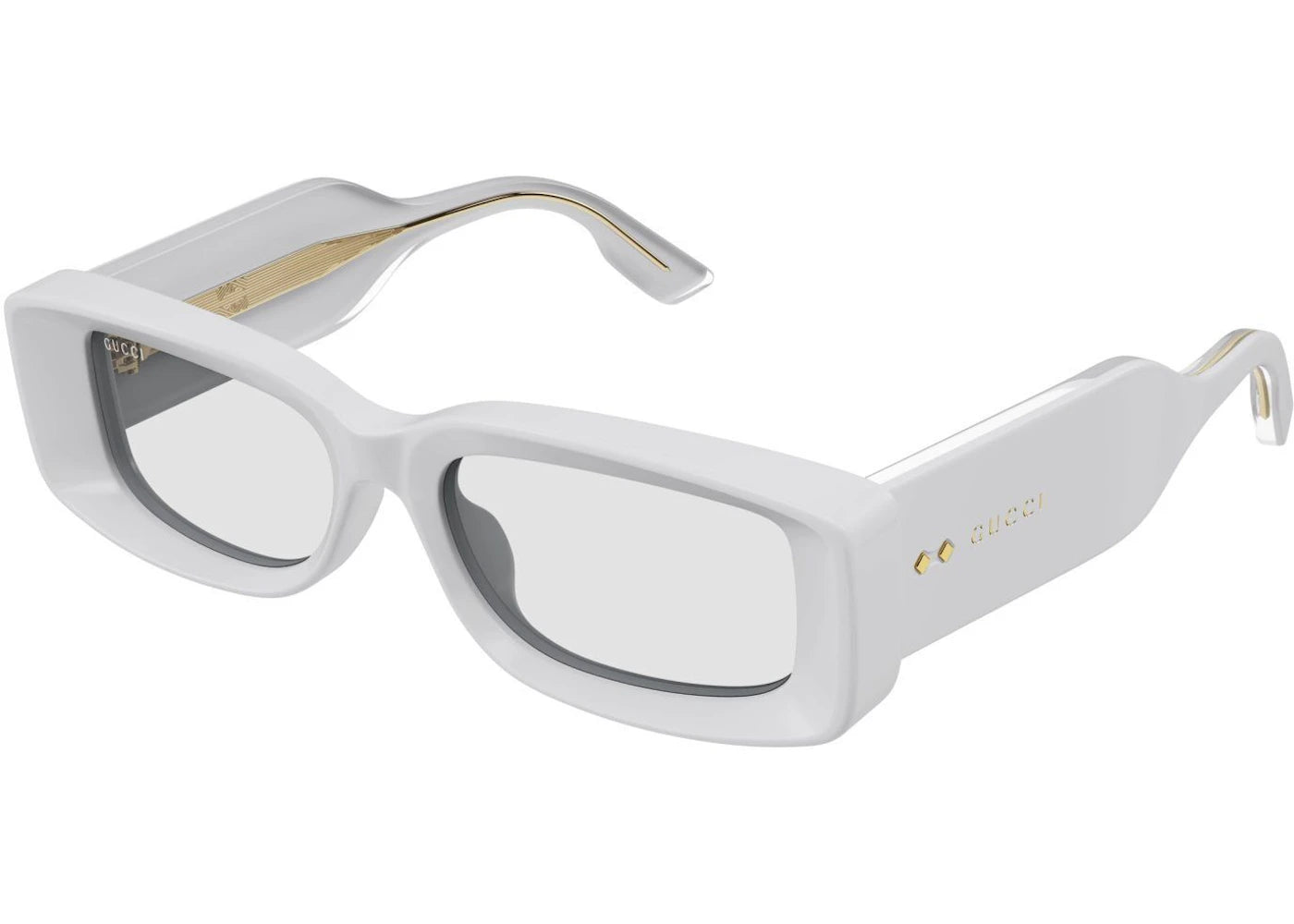 Gucci Rectangle Sunglasses White/Grey (GG1528S-005)