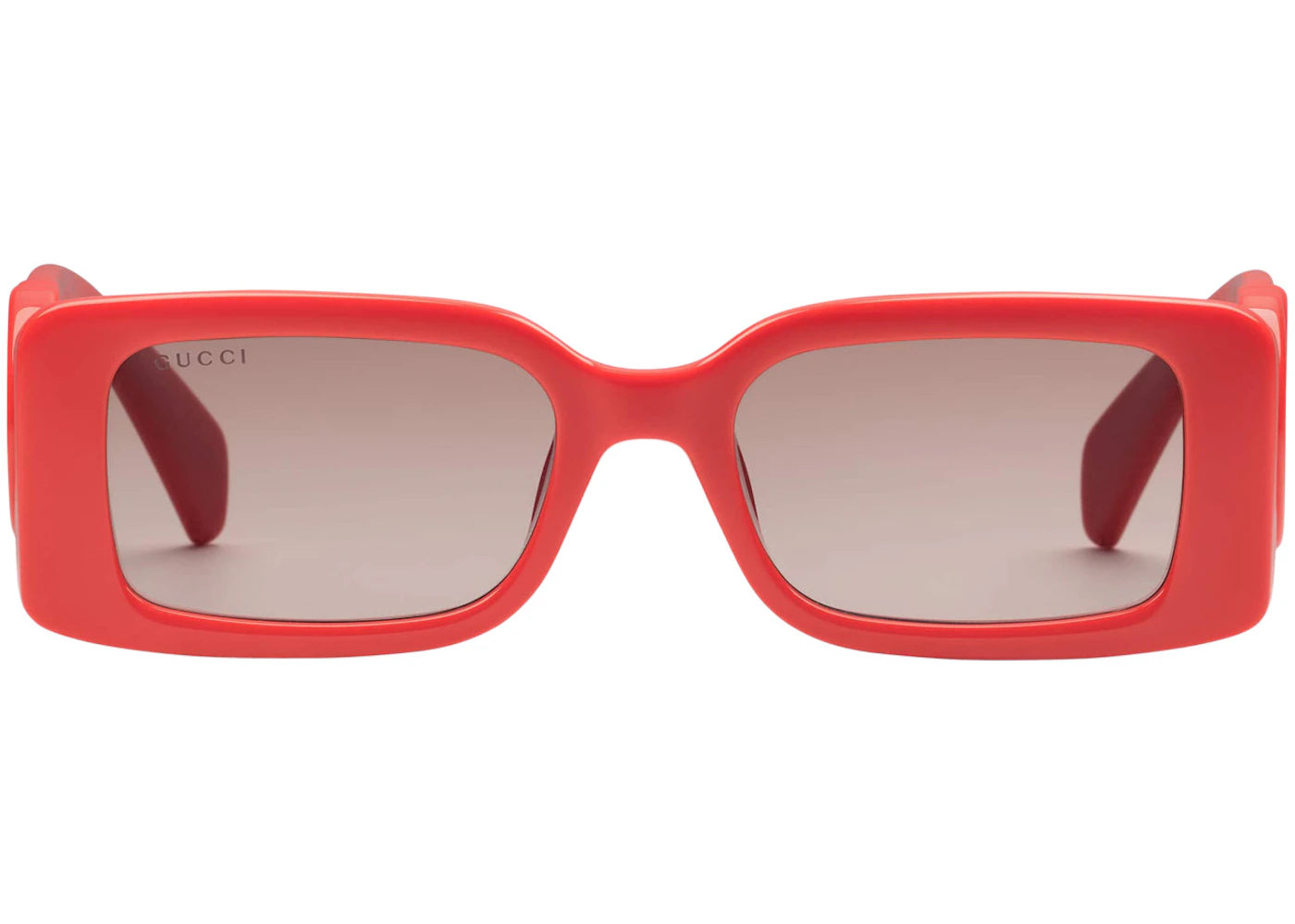 Gucci Rectangular Frame Sunglasses with Cut-Out Interlocking G Shiny Red/Gradient Brown Lens (733369 J1691 6523)