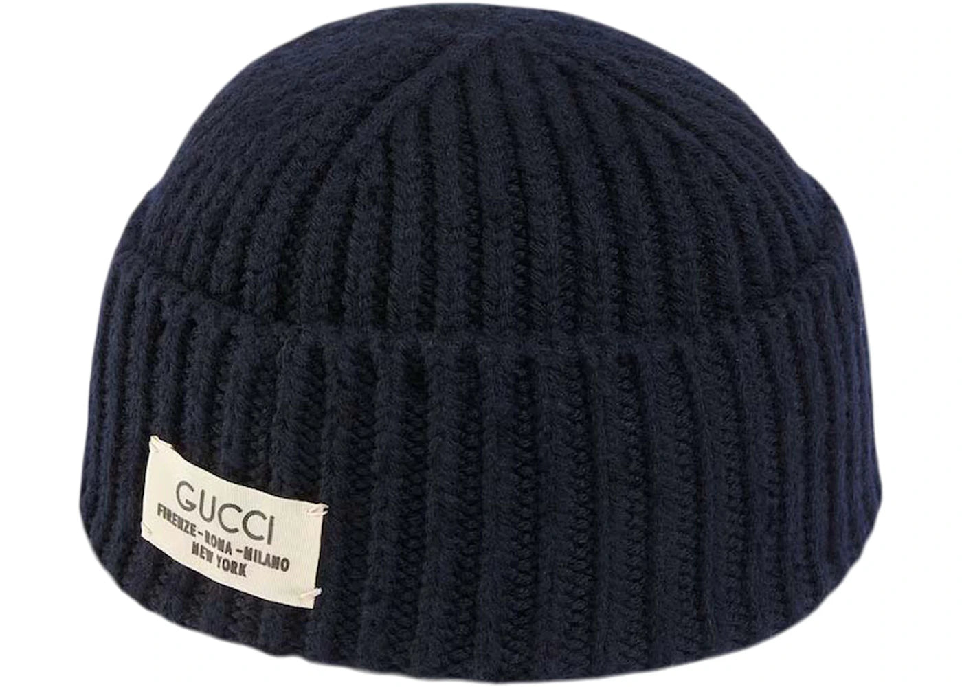 Gucci Rib Wool Hat with Label Dark Blue