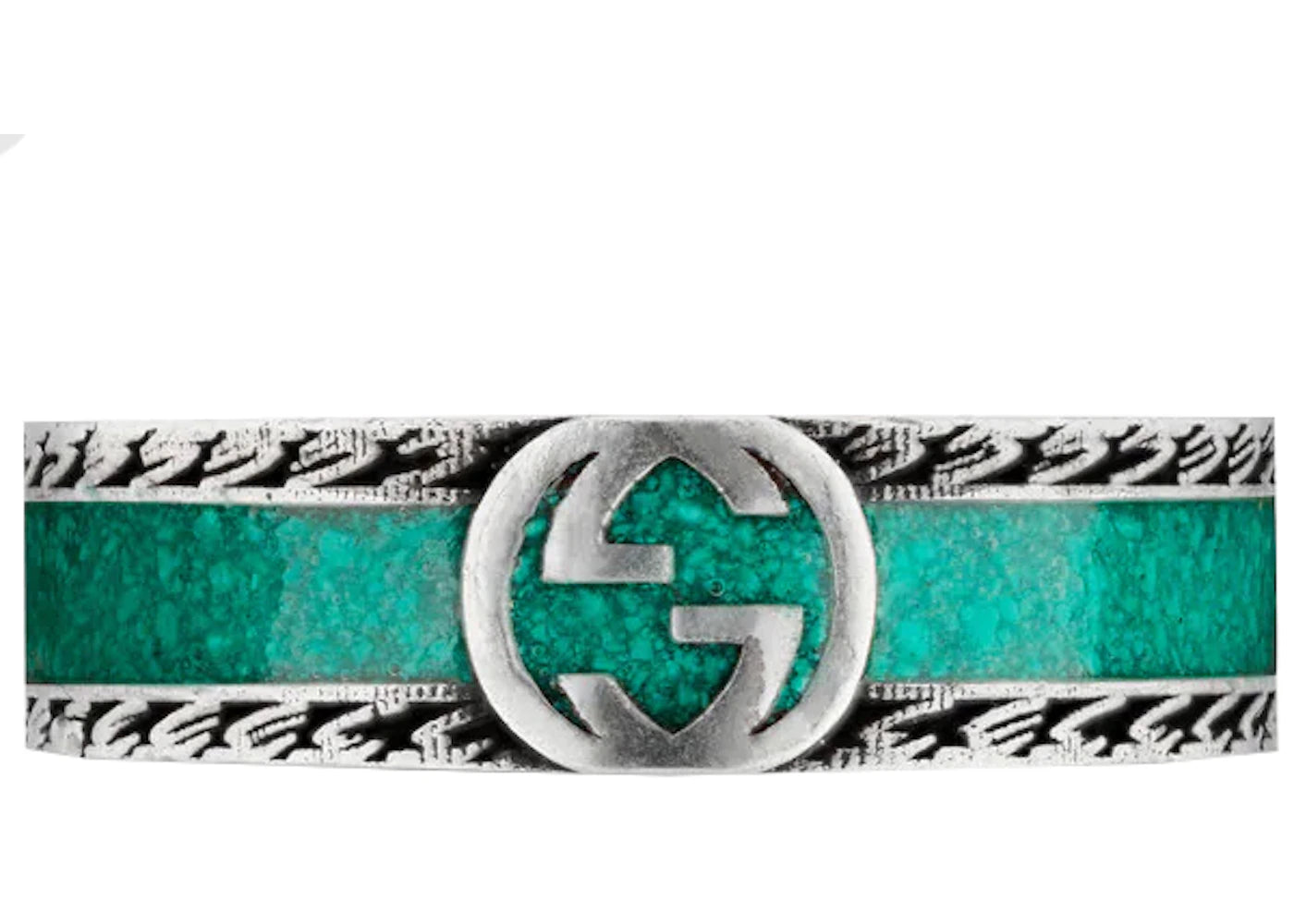 Gucci Ring With Interlocking G Turquoise Enamel Silver