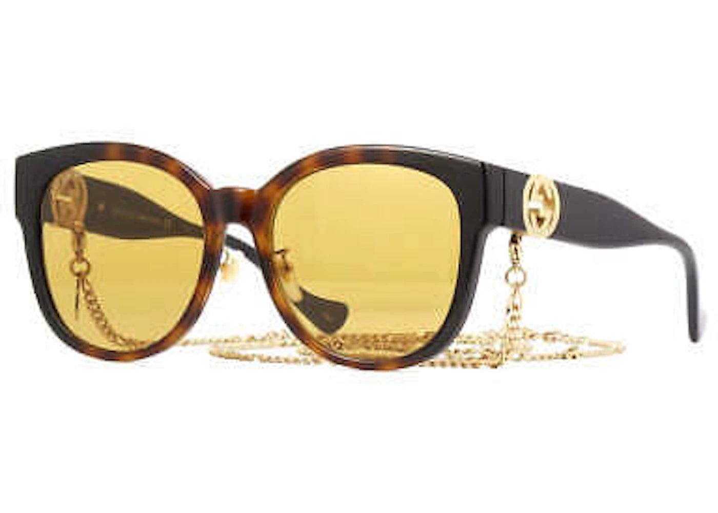 Gucci Round Chain Sunglasses Havana/Yellow (GG1028SK-003)