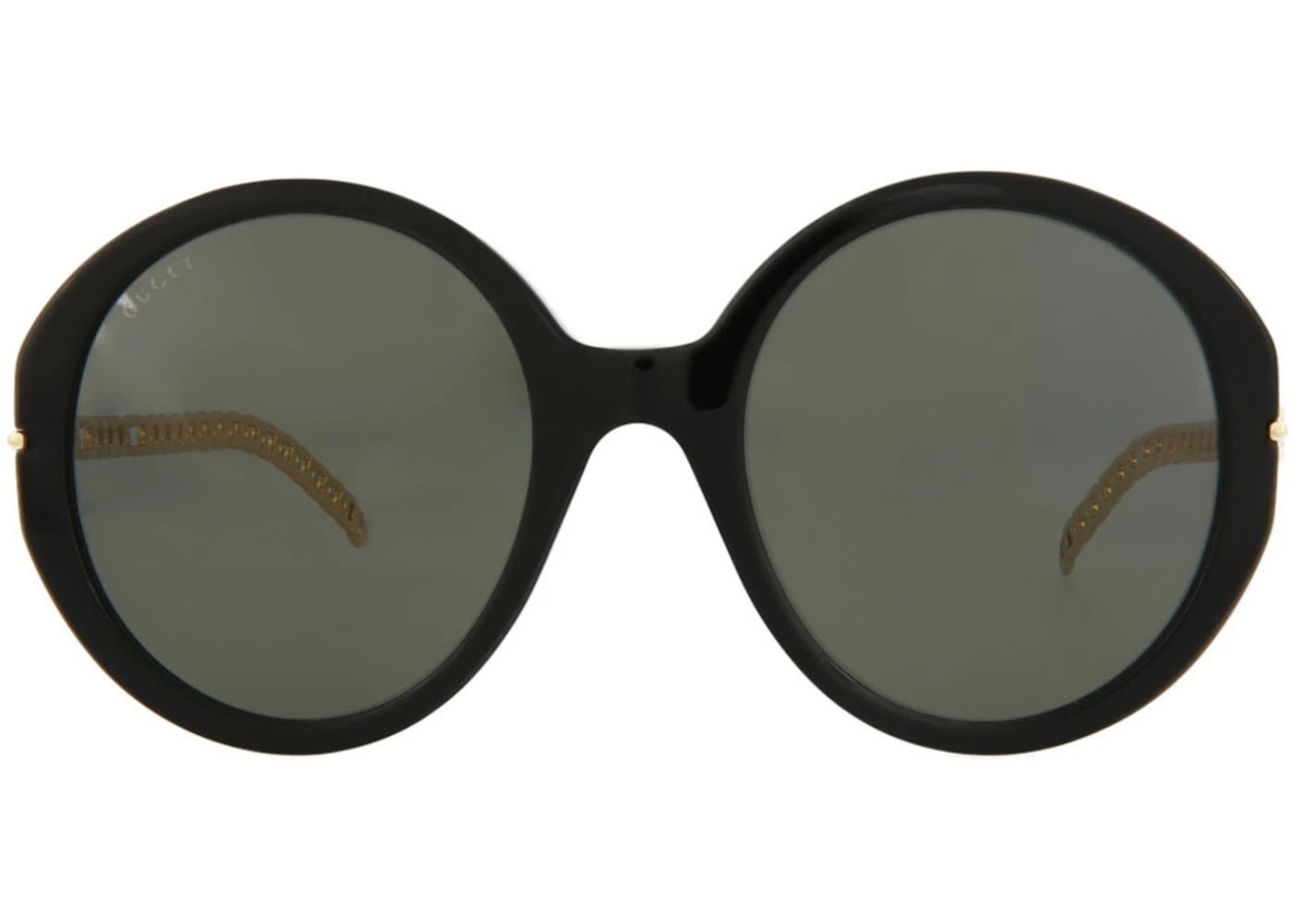 Gucci Round-Frame Acetate Sunglasses Black/Gold/Grey (GG0726S-30008878-005-00331)