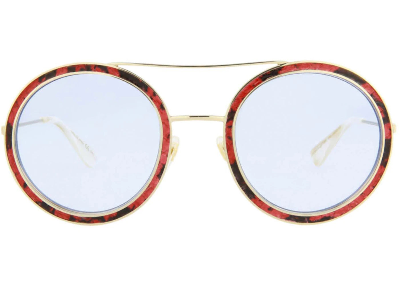 Gucci Round-Frame Leather Sunglasses Red/Gold/Light/Blue (GG0061SLEA-30010513-002-60534)