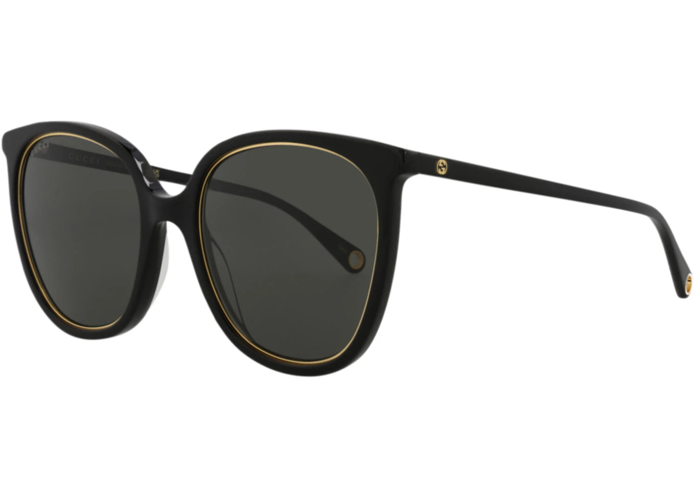 Gucci Round Oval Sunglasses Black/Black/Grey (GG1076S-30012794-001)