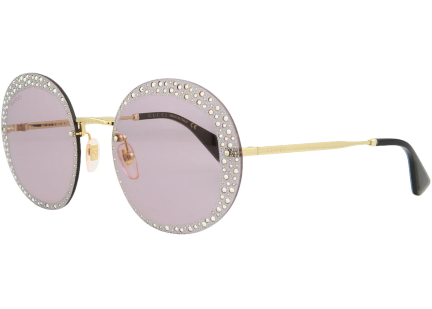 Gucci Round Oval Sunglasses Gold/Gold/Violet (GG0899S-30010510-001)