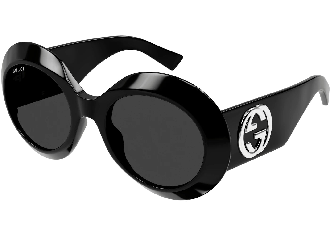 Gucci Round Sunglasses Shiny Black/Grey (GG1647S-007)