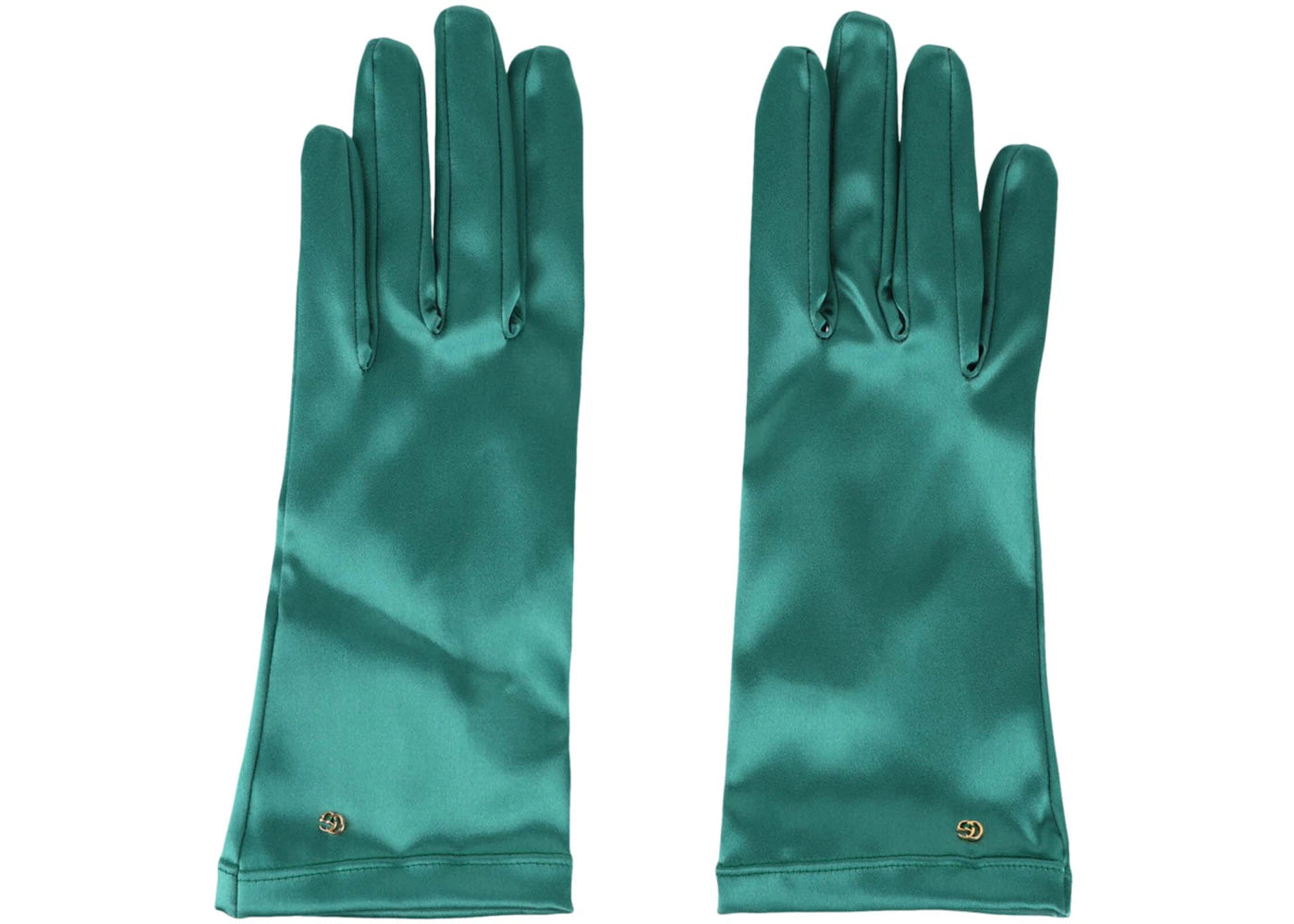 Gucci Satin GG Gloves Turquoise