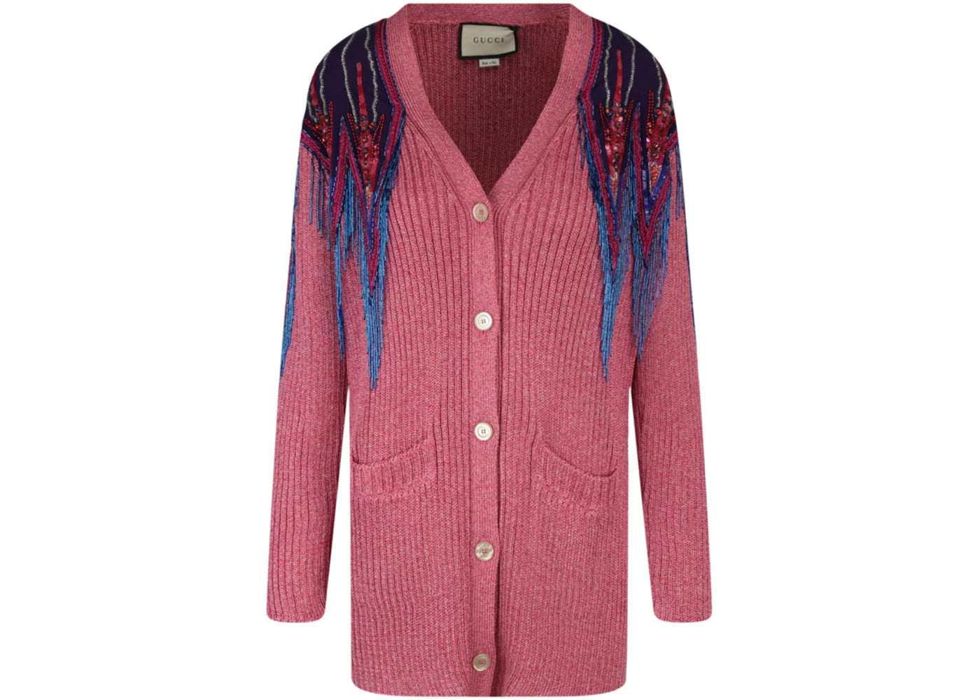 Gucci Sequin And Fringe Cardigan Pink