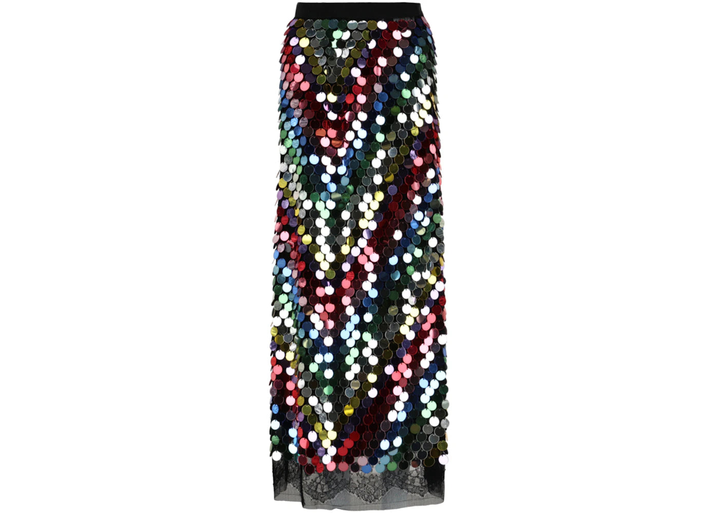 Gucci Sequin Embroidered Midi Skirt Black