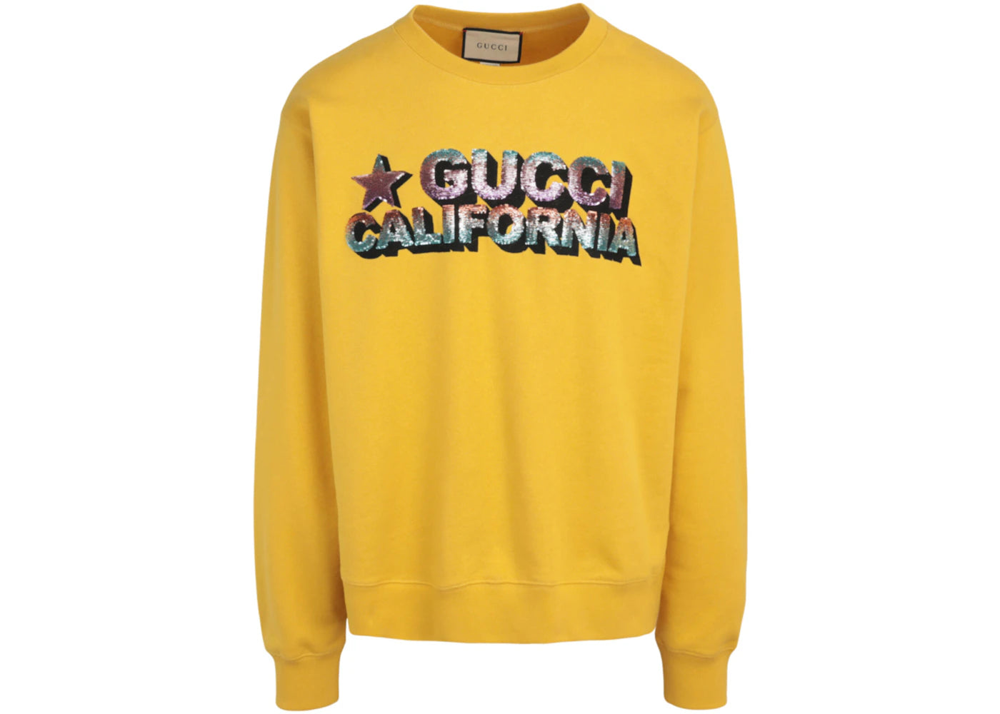 Gucci Sequin Graphic Crewneck Sweatshirt Yellow