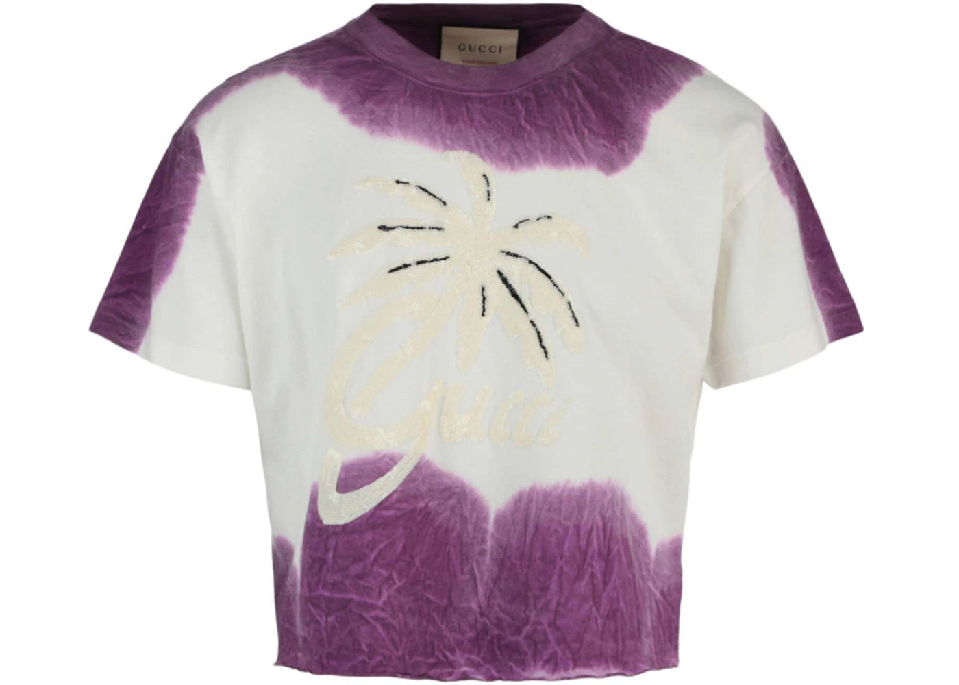 Gucci Sequin Graphic Cropped T-Shirt Purple/White