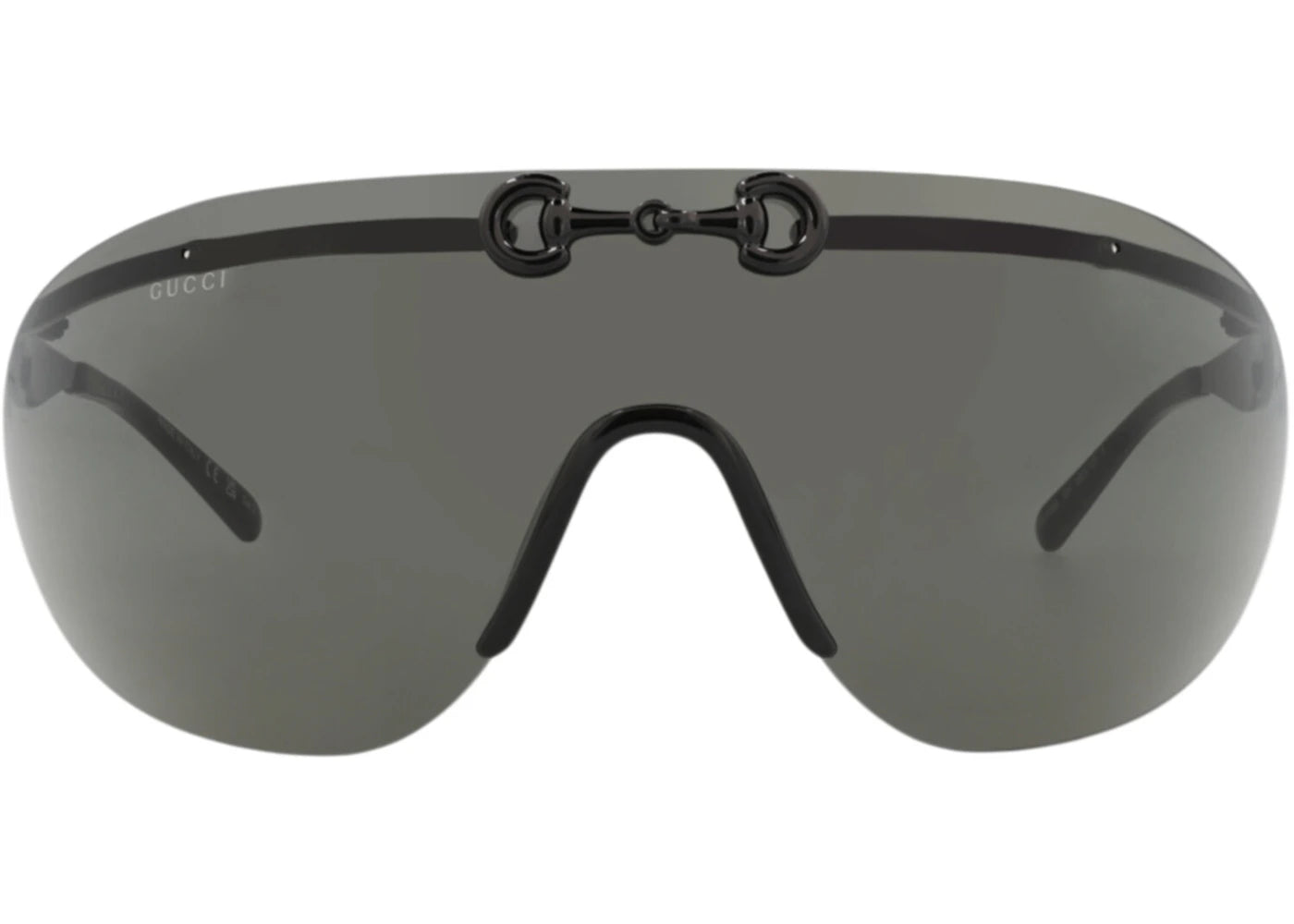 Gucci Shield-Frame Metal Sunglasses Black Black Grey (GG1656S-30015365-001)