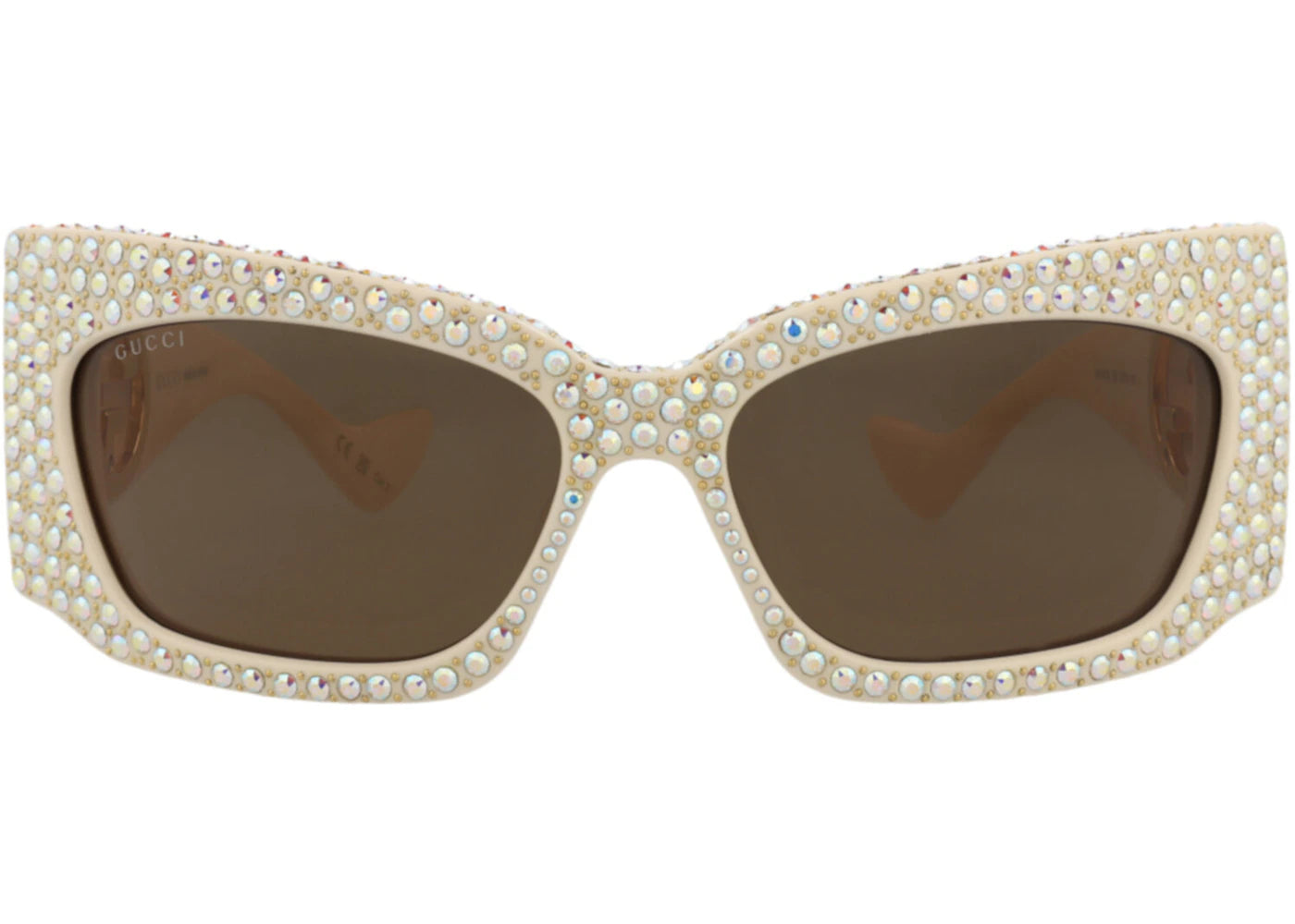 Gucci Shield-Frame Recycled Acetate Sunglasses Ivory Ivory Brown (GG1412S-30014422-002)