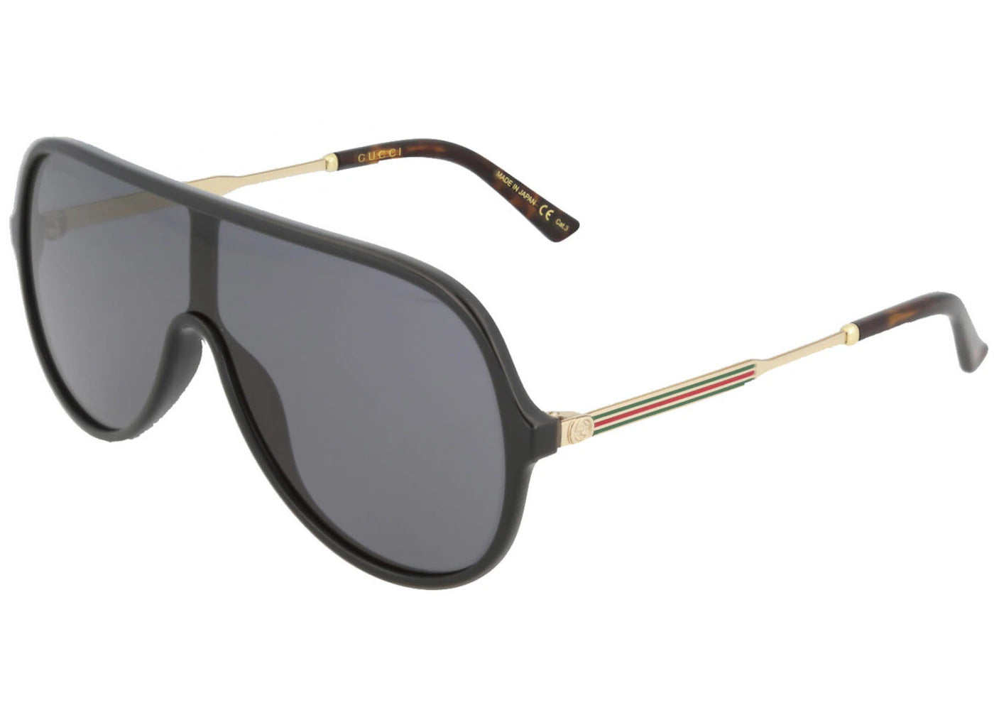 Gucci Shield Sunglasses Black/Gold/Grey (GG0199S-30001806-001)