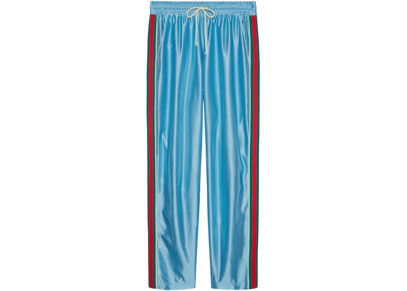 Gucci Shiny Jersey Jogging Pant With Web Light Blue