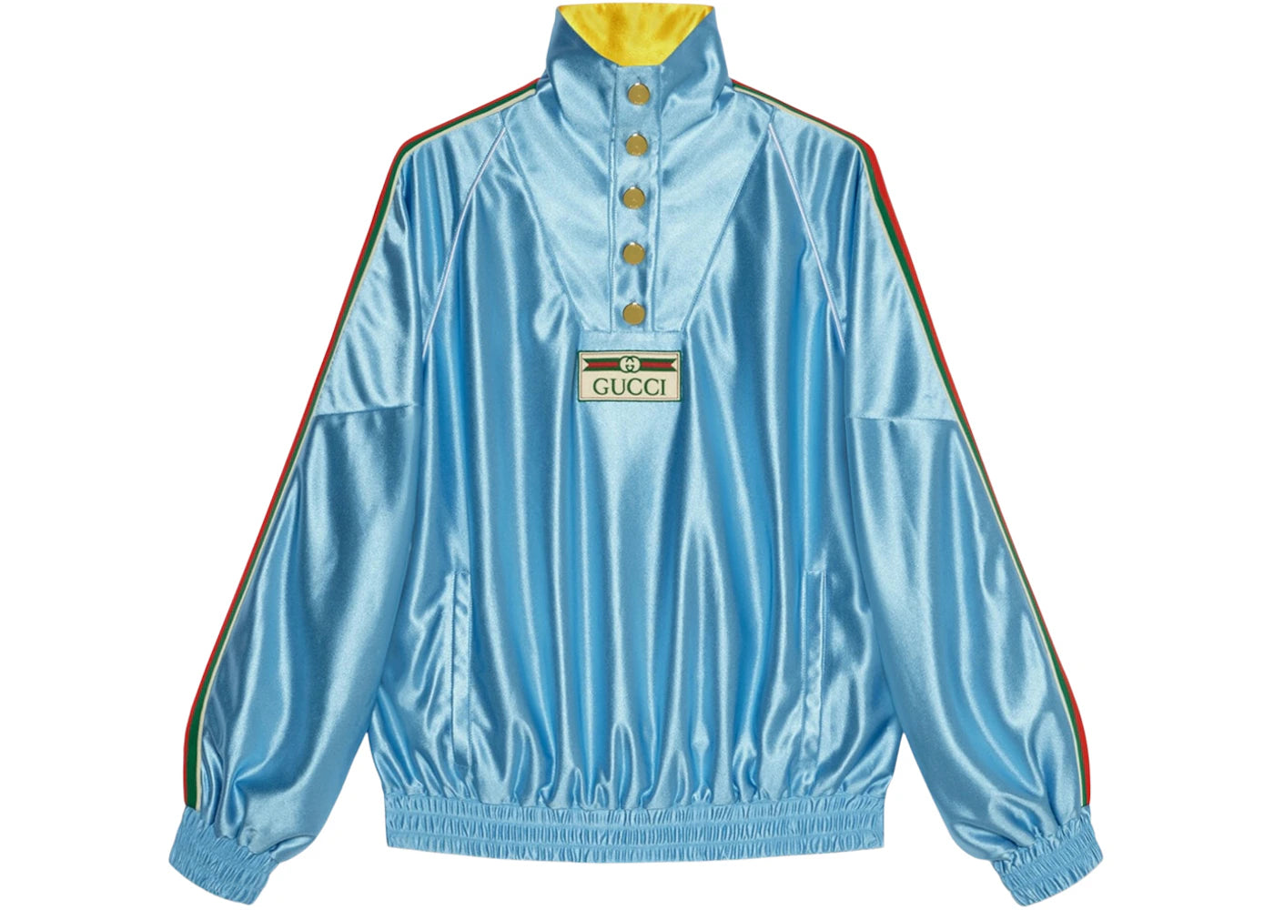 Gucci Shiny Jersey Sweatshirt With Web Light Blue