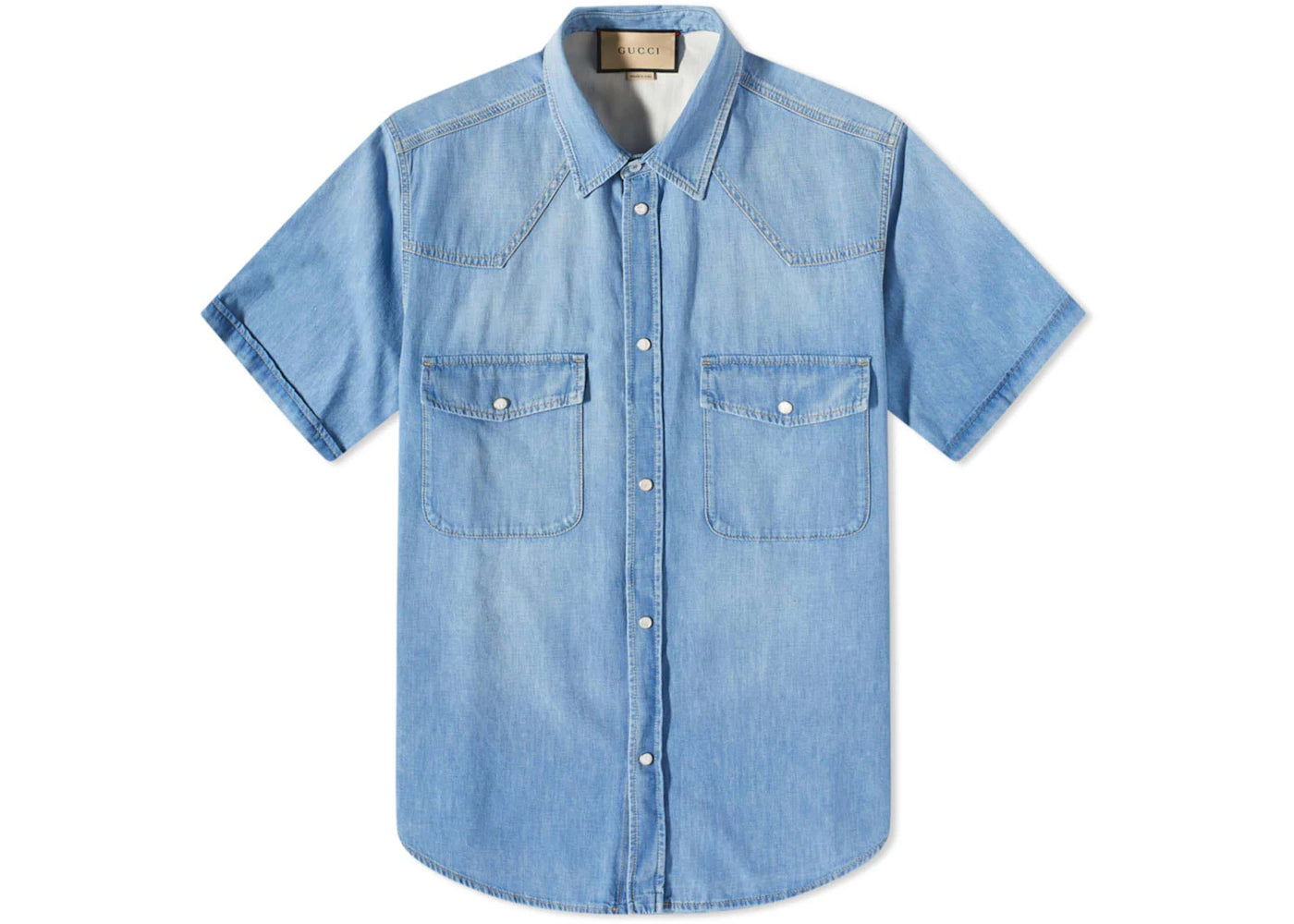 Gucci Short Sleeve Denim Shirt Blue
