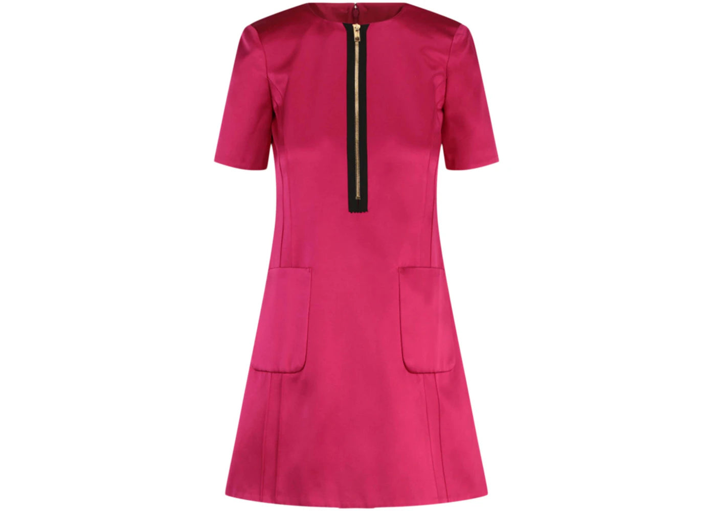 Gucci Short Sleeve Satin Cocktail Dress Pink