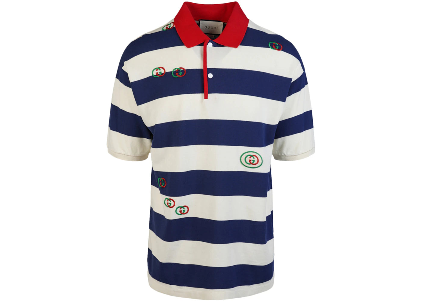 Gucci Short Sleeve Striped Polo Ink Milk/Navy