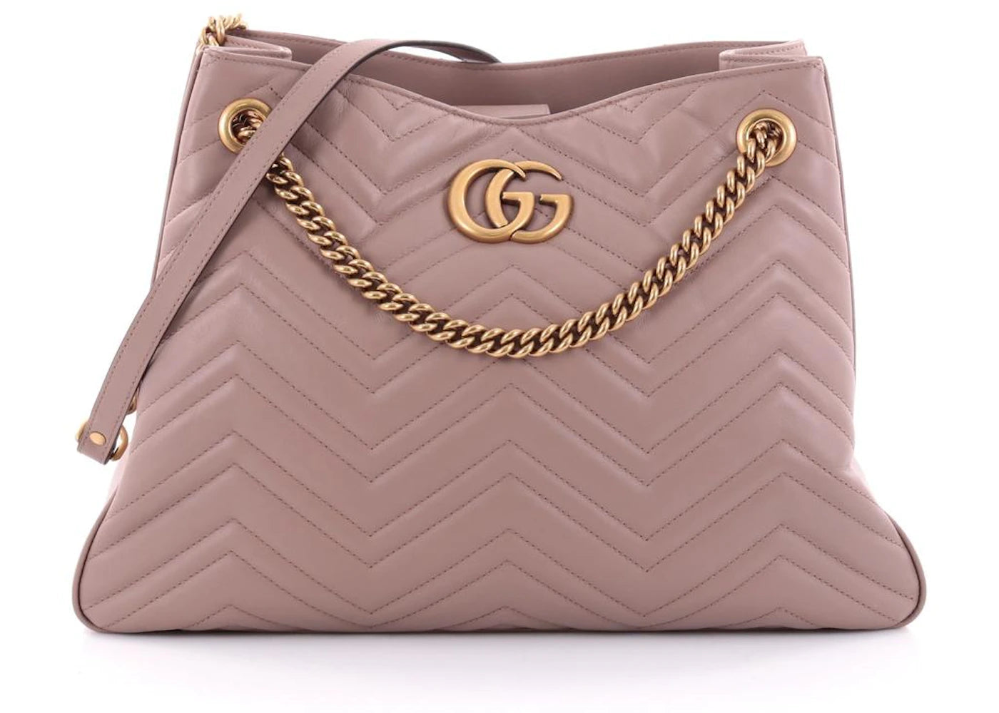 Gucci GG Marmont Chain Shoulder Bag Matelasse Taupe