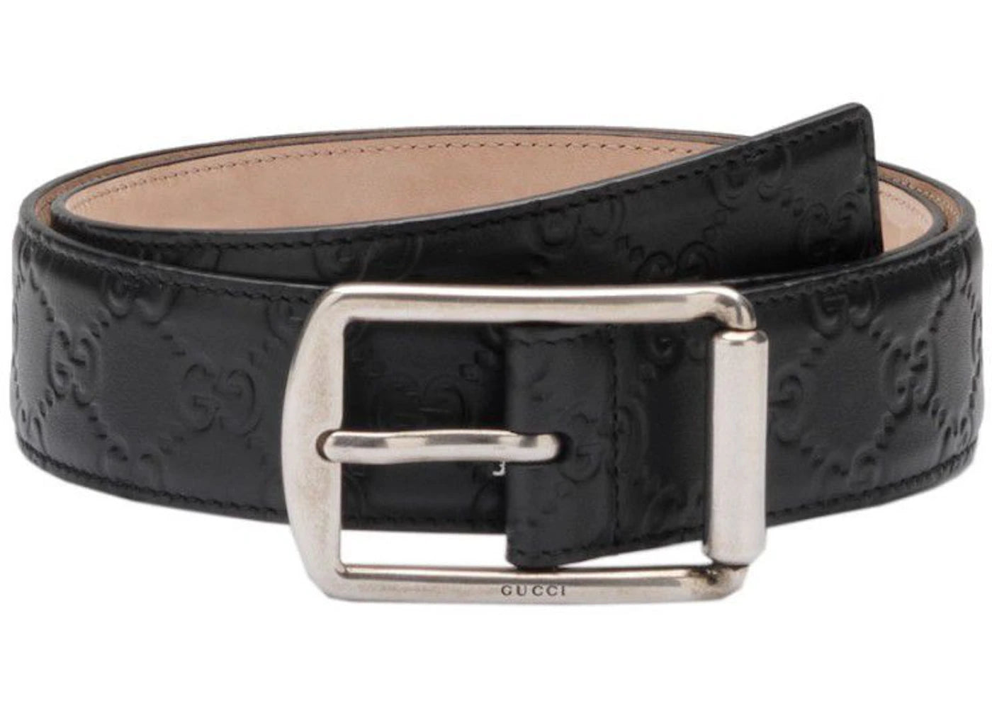 Gucci Signature Belt Guccissima Embossed Square Buckle Black