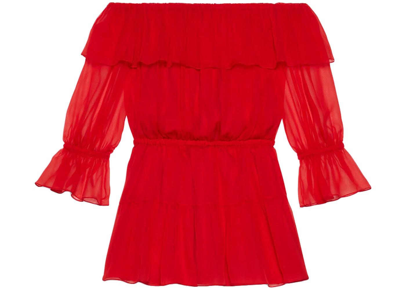 Gucci Silk Chiffon Dress Red