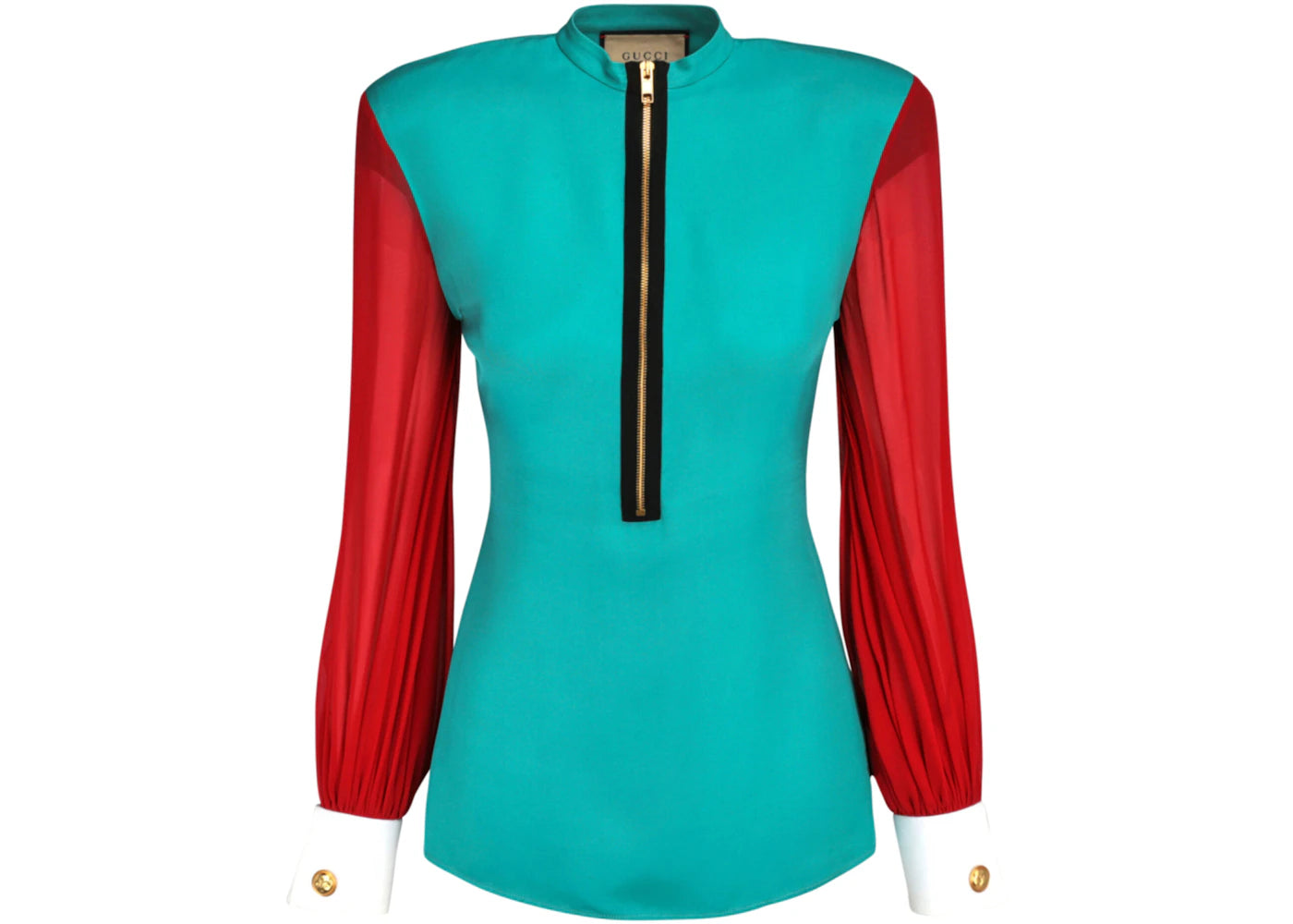 Gucci Silk Collared Long Sleeve Blouse Blue