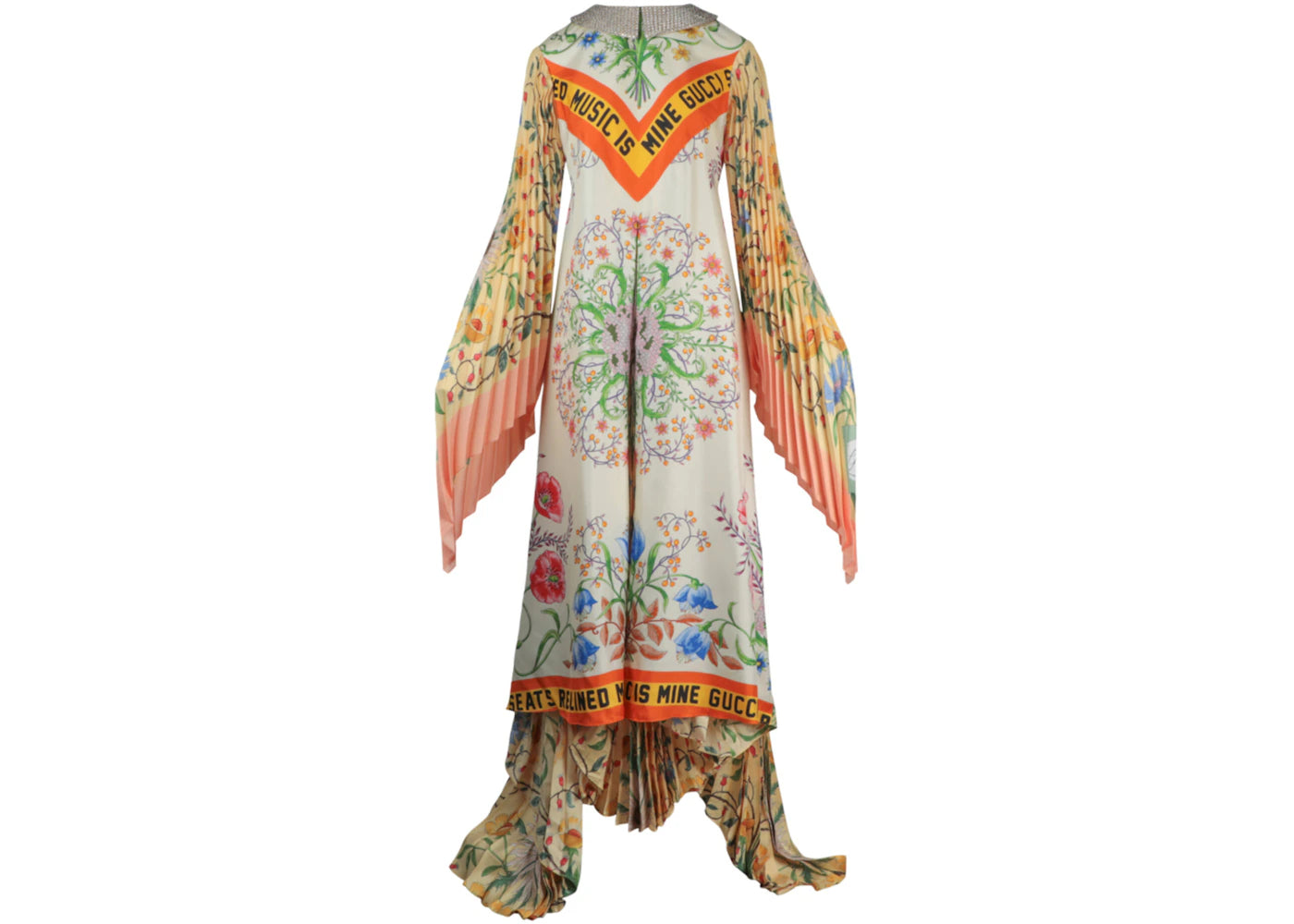 Gucci Silk Embellished Floral Dress Multi