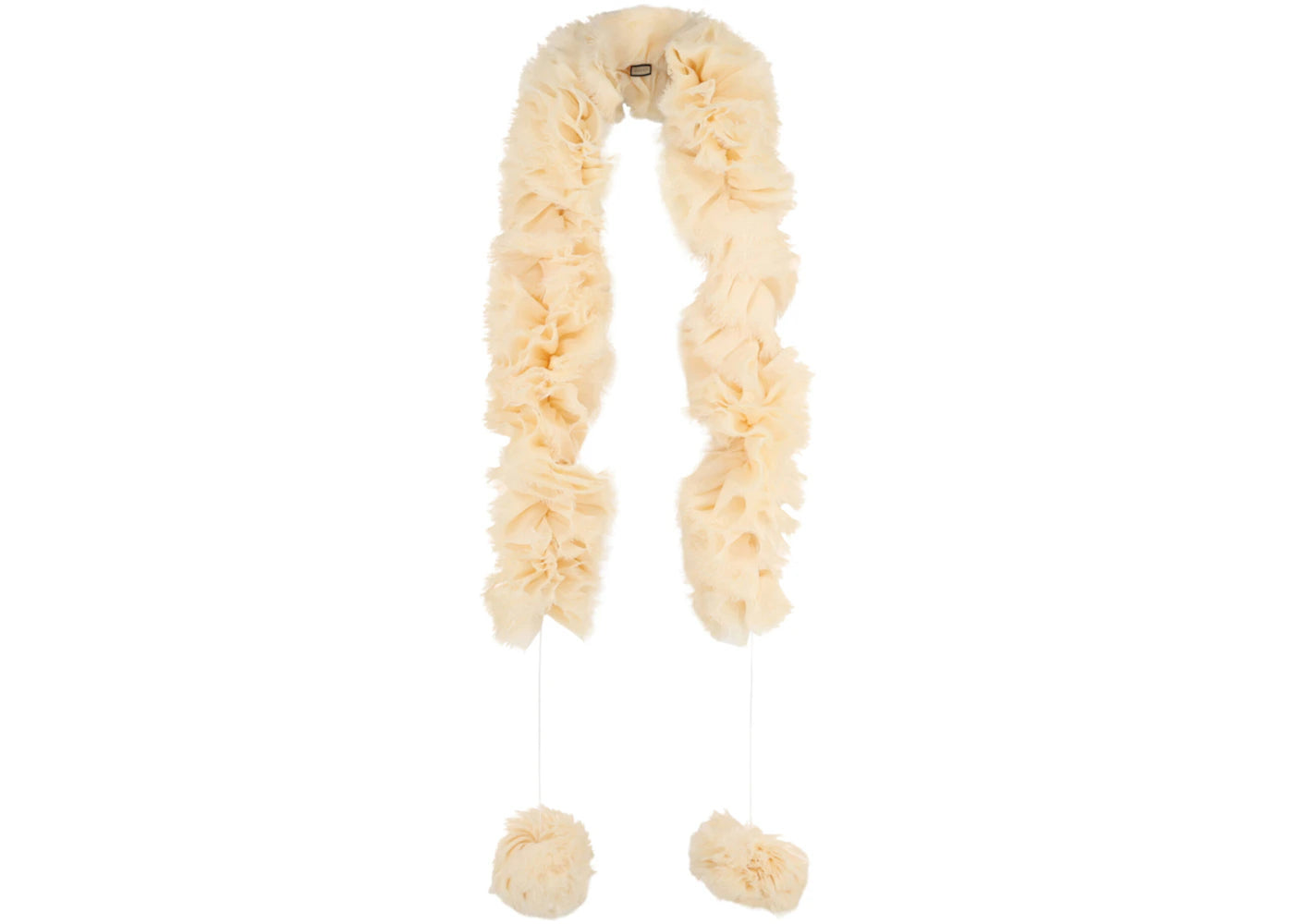 Gucci Silk Ruffle Scarf Cream