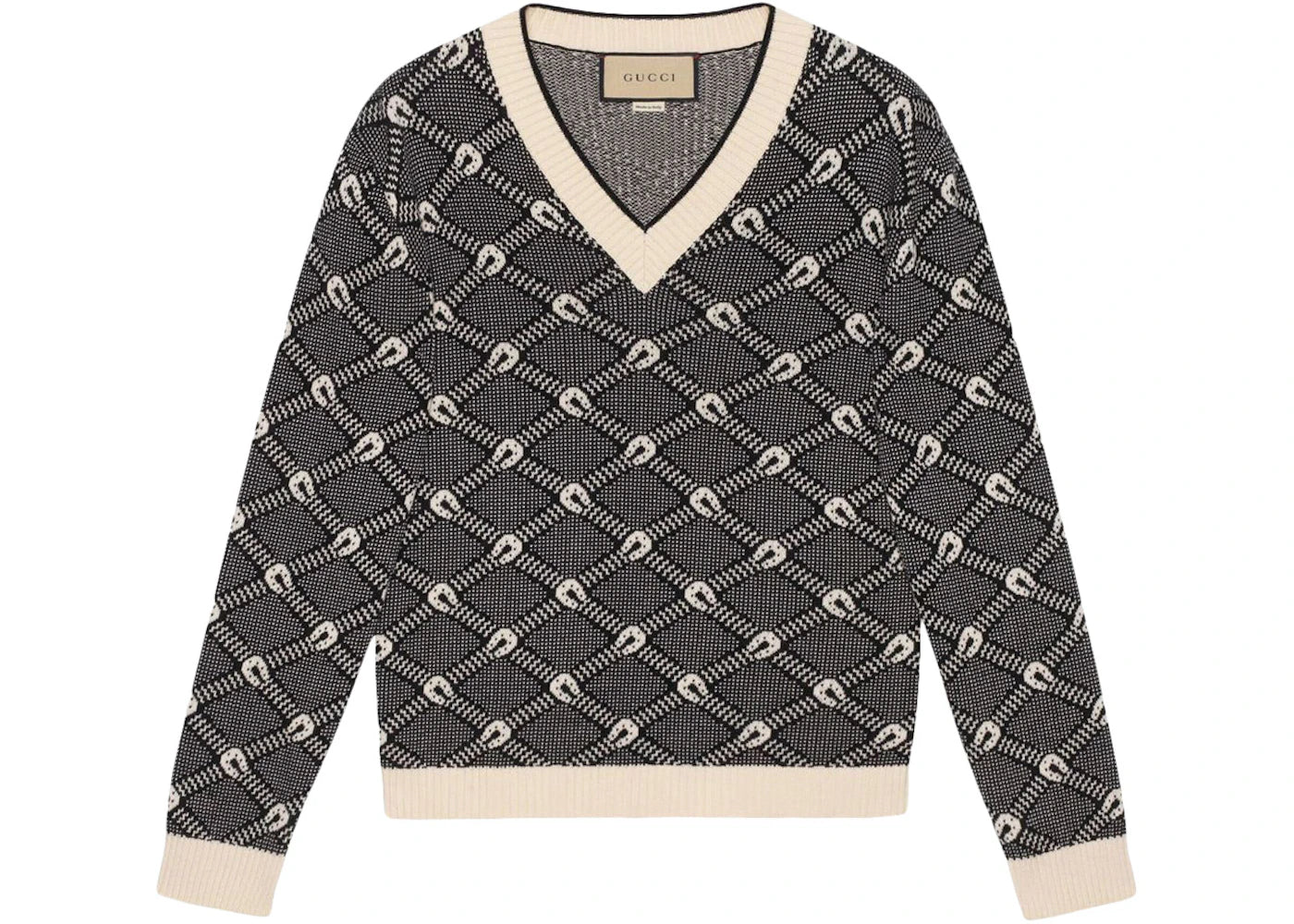 Gucci Slim-Fit Patterned Sweater Black White