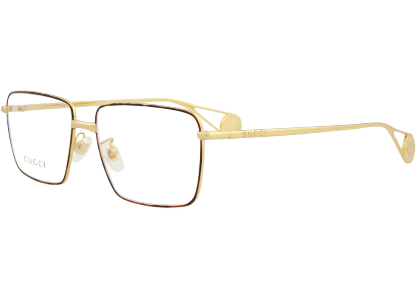 Gucci Square Eyeglasses Gold/Gold/Transparent (GG0439O-30006461-006)