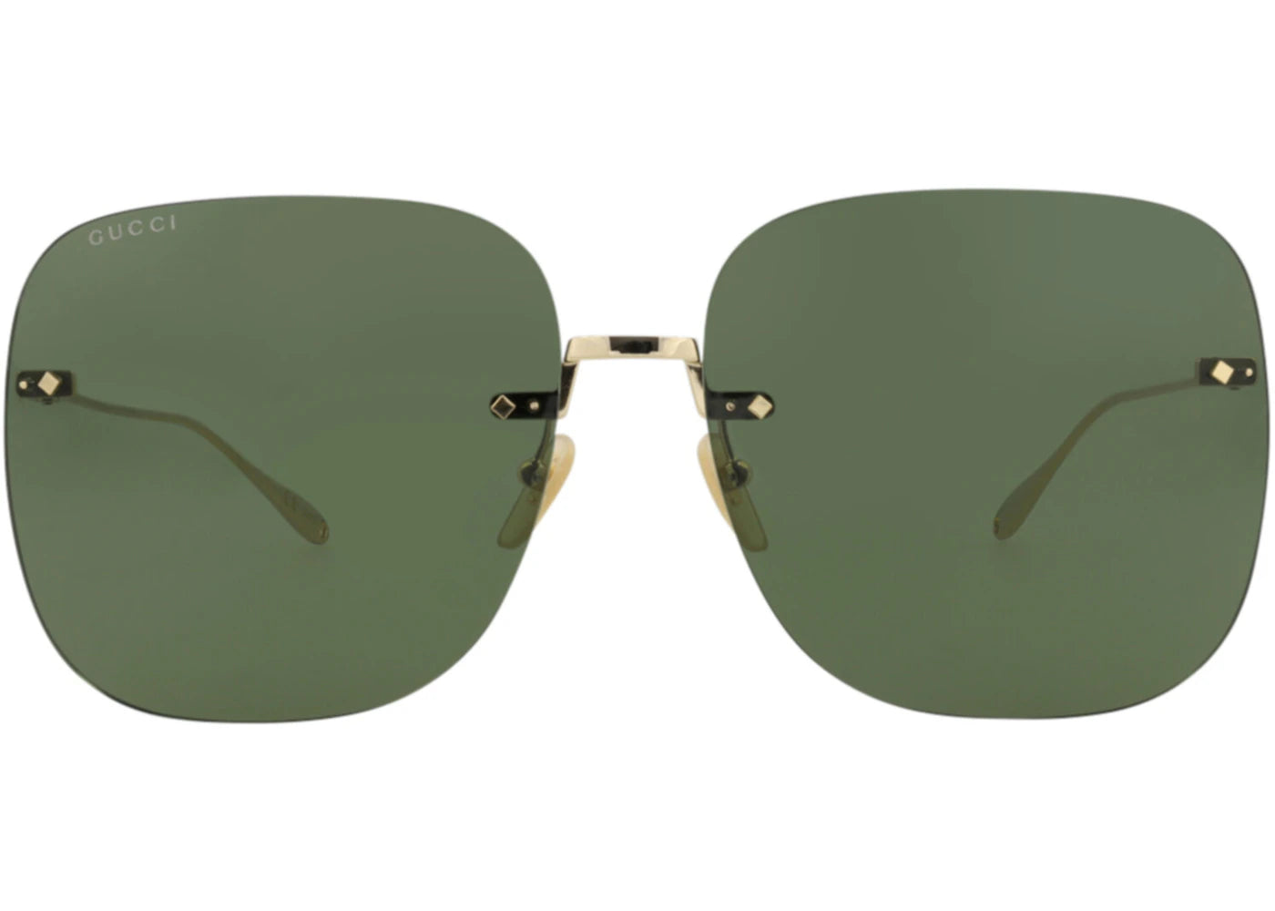Gucci Square-Frame Metal Sunglasses Gold/Gold/Green (GG1148S-30012727-006)