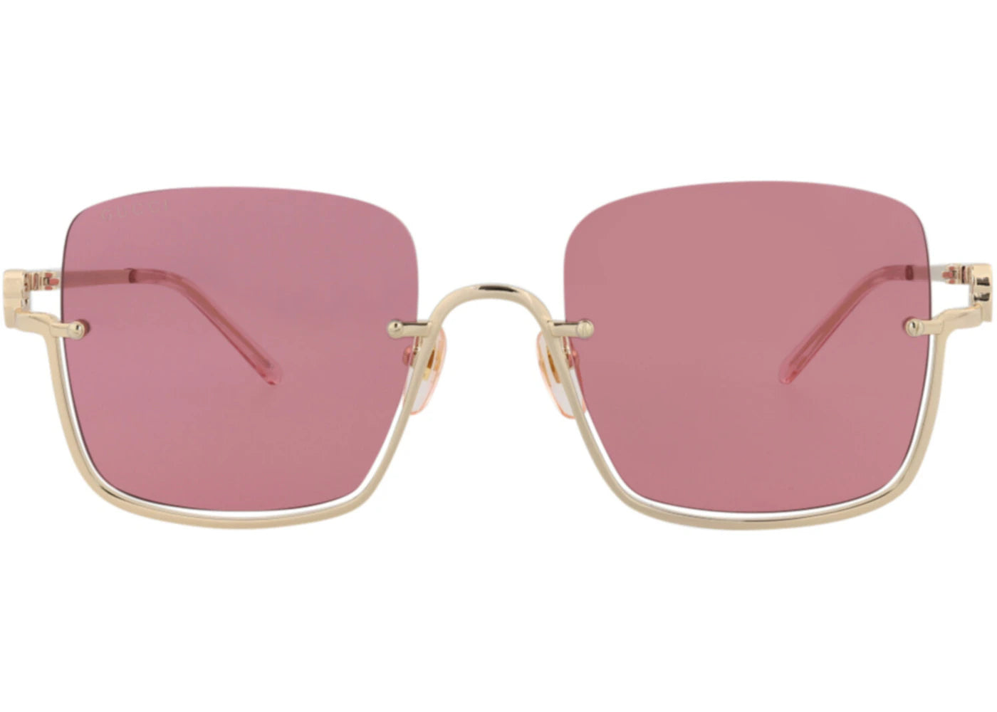 Gucci Square-Frame Metal Sunglasses Gold/Gold/Red (GG1279S-30013846-003)