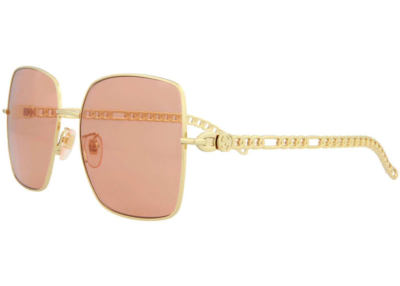 Gucci Square-Frame Metal Sunglasses Gold/Orange (GG0724S-30008881-005-70047)