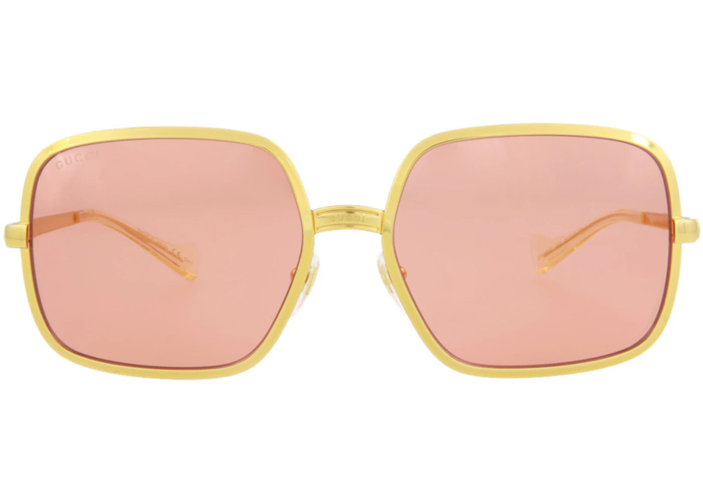 Gucci Square-Frame Metal Sunglasses Gold/Red (GG1063S-30012261-001-70048)