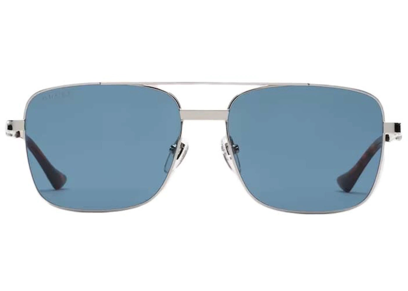 Gucci Square Frame Sunglasses Blue/Silver-tone Metal (755269 I3330 8140)