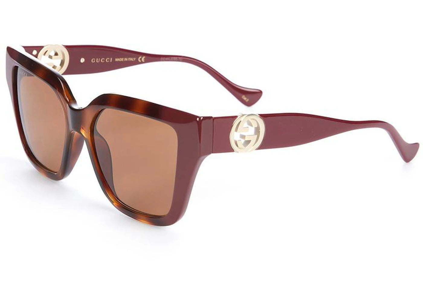 Gucci Square Two Tone Sunglasses Shiny Gold/Green (GG1023S-003)