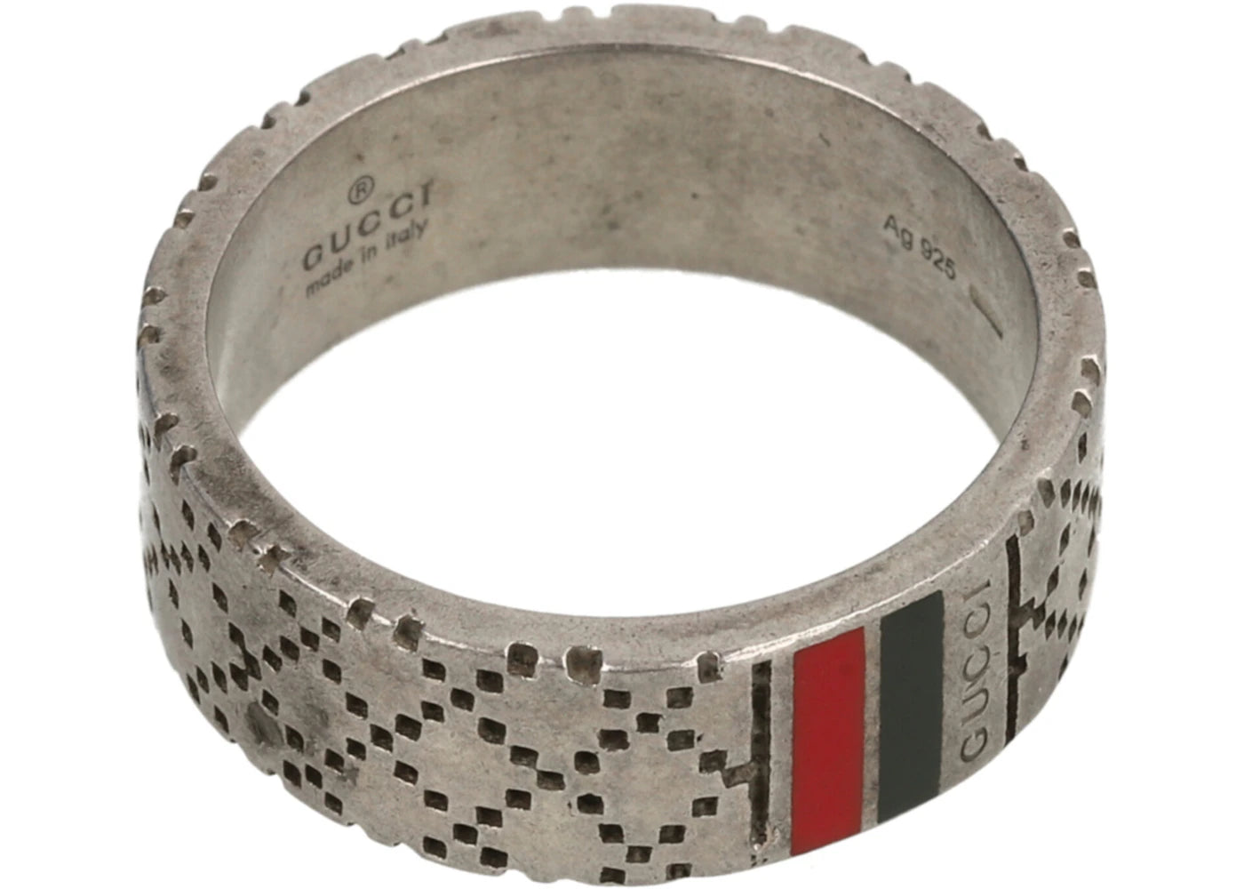 Gucci Sterling Silver Diamond Pattern Ring Silver