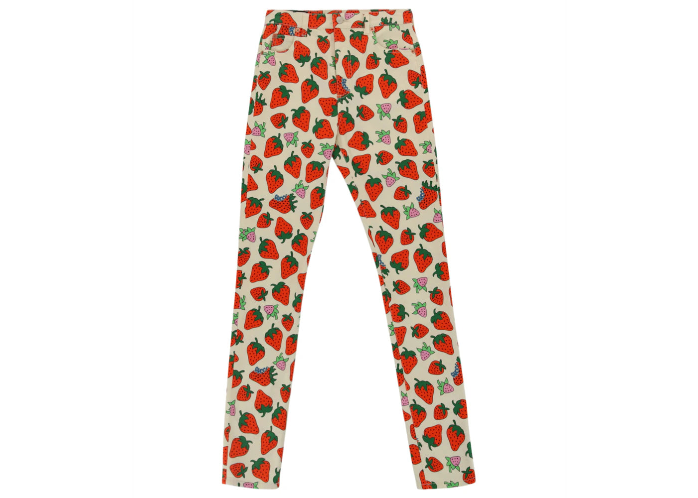 Gucci Strawberry Cotton Skinny Pant Ivory/Yellow