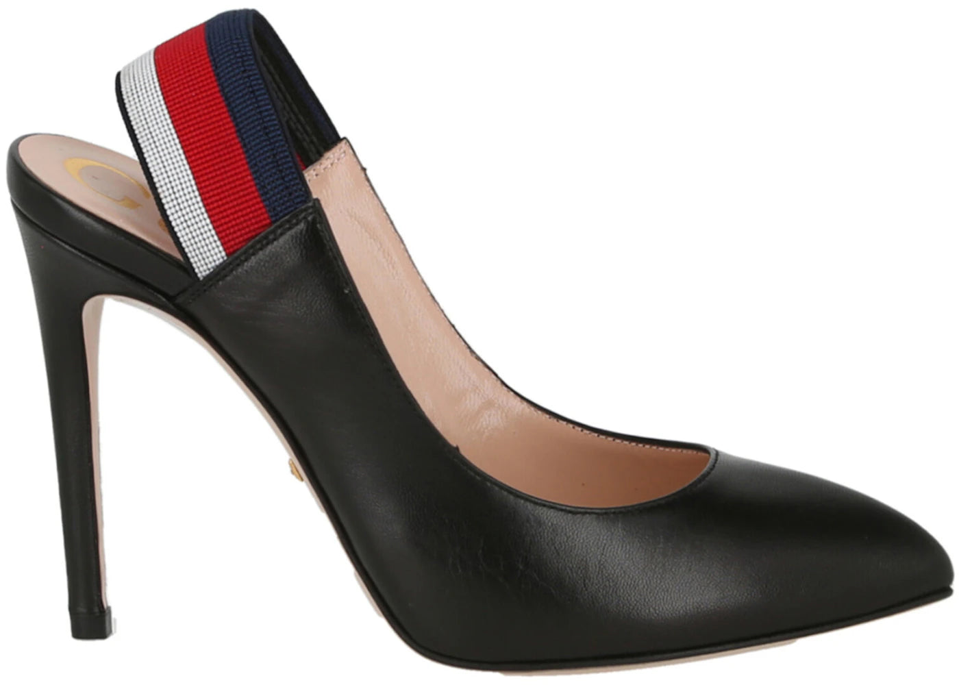 Gucci Sylvie Leather Web Slingback Pumps Dark Grey (Women's)