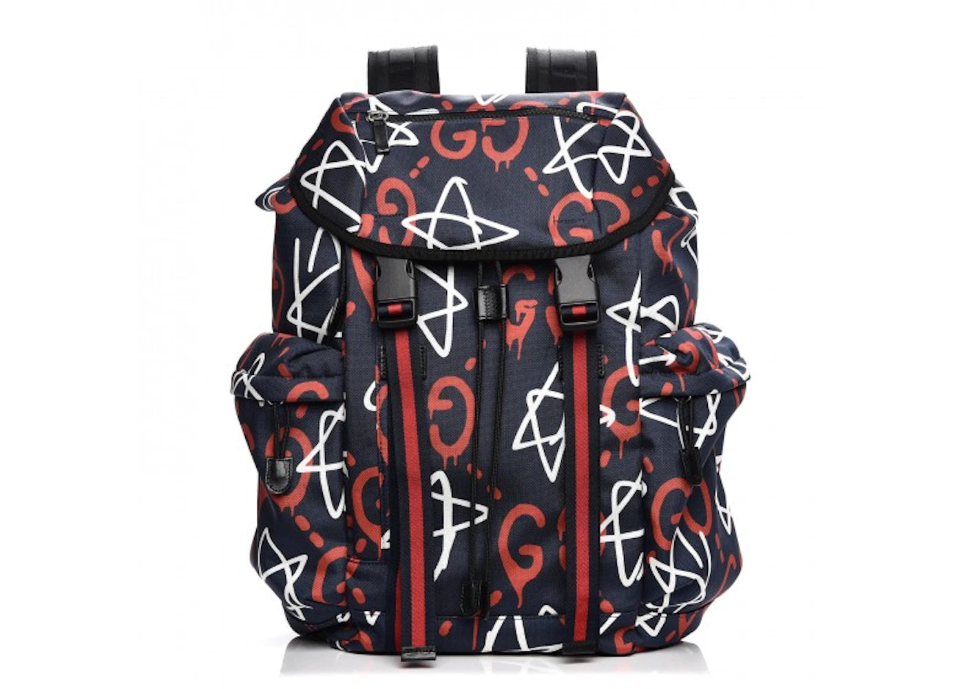 Gucci GucciGhost Techpack Backpack Graffiti Print Navy/Multicolor