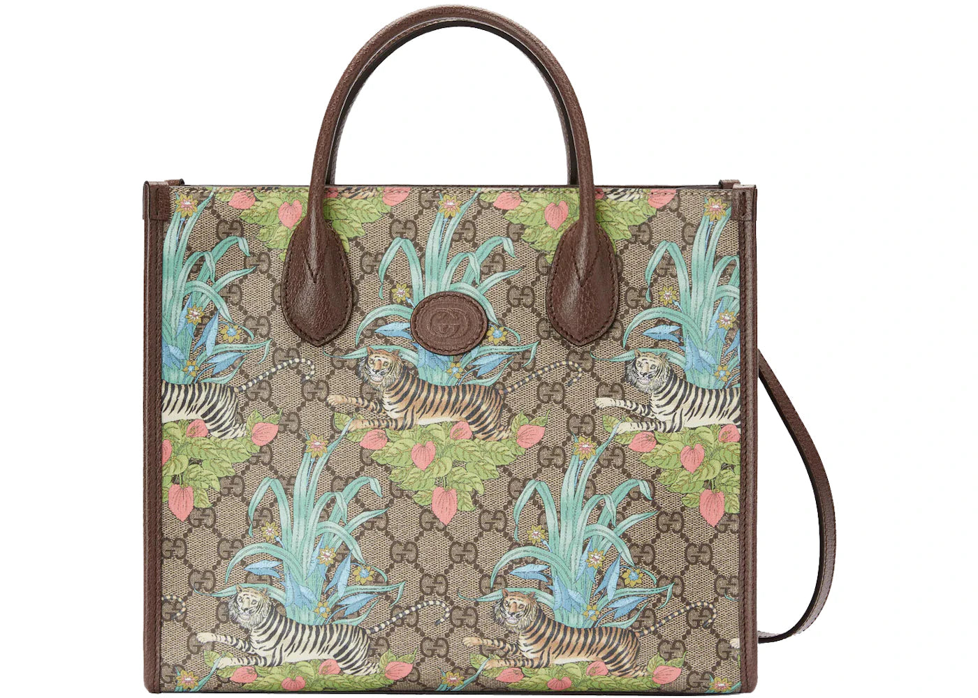 Gucci Tiger GG Small Tote Bag Beige/Ebony