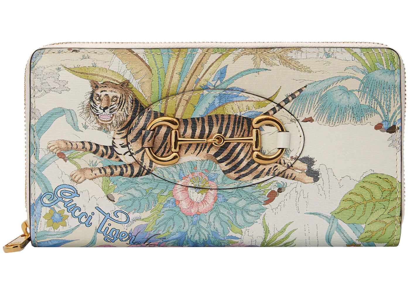Gucci Tiger Horsebit 1955 Zip Wallet White