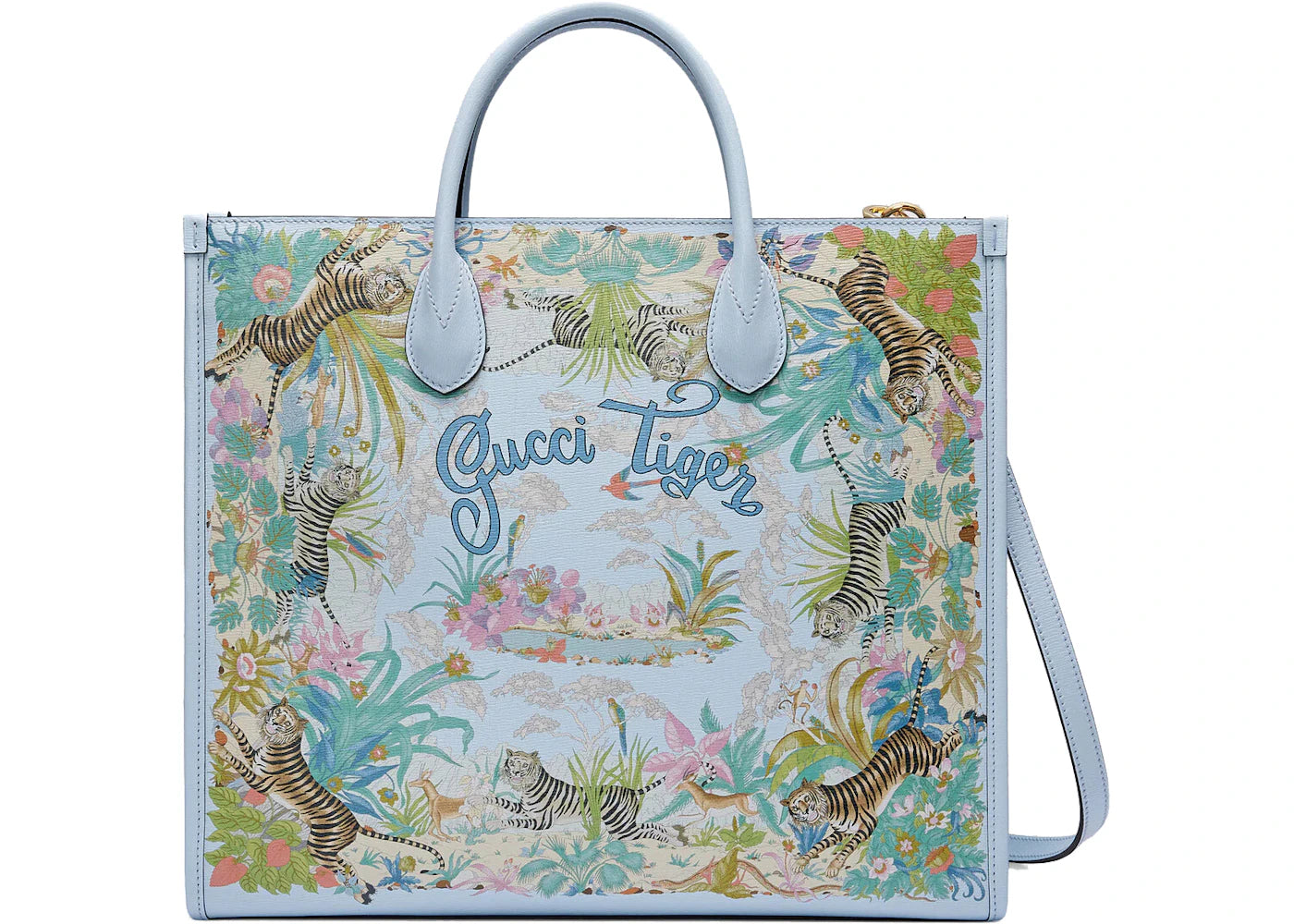 Gucci Tiger Medium Tote Bag Light Blue