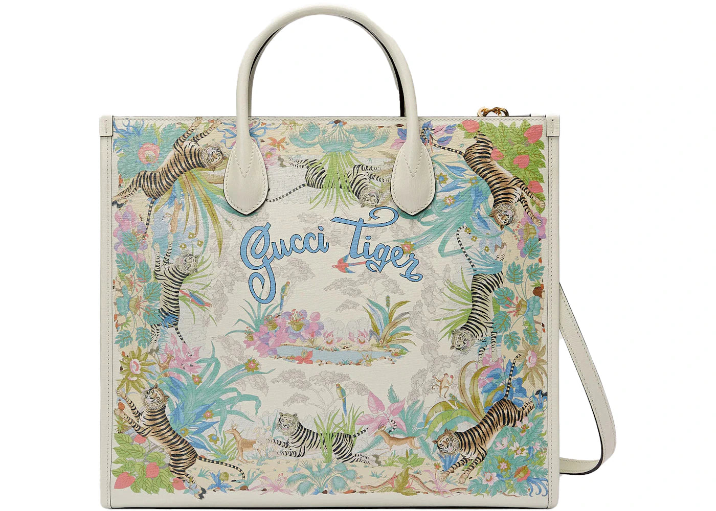 Gucci Tiger Medium Tote Bag Off White