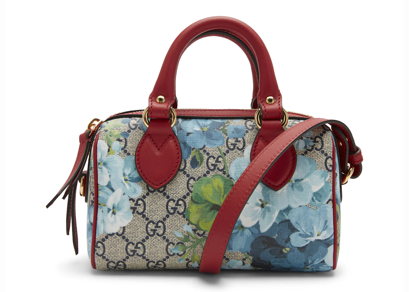 Gucci Top Handle Bag Blue Blooms Mini Beige/Ebony