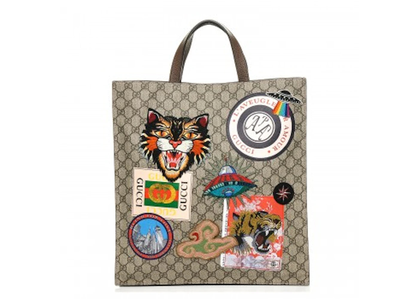 Gucci Courrier Tote GG Supreme Monogram Embroidered Brown/Dark Brown