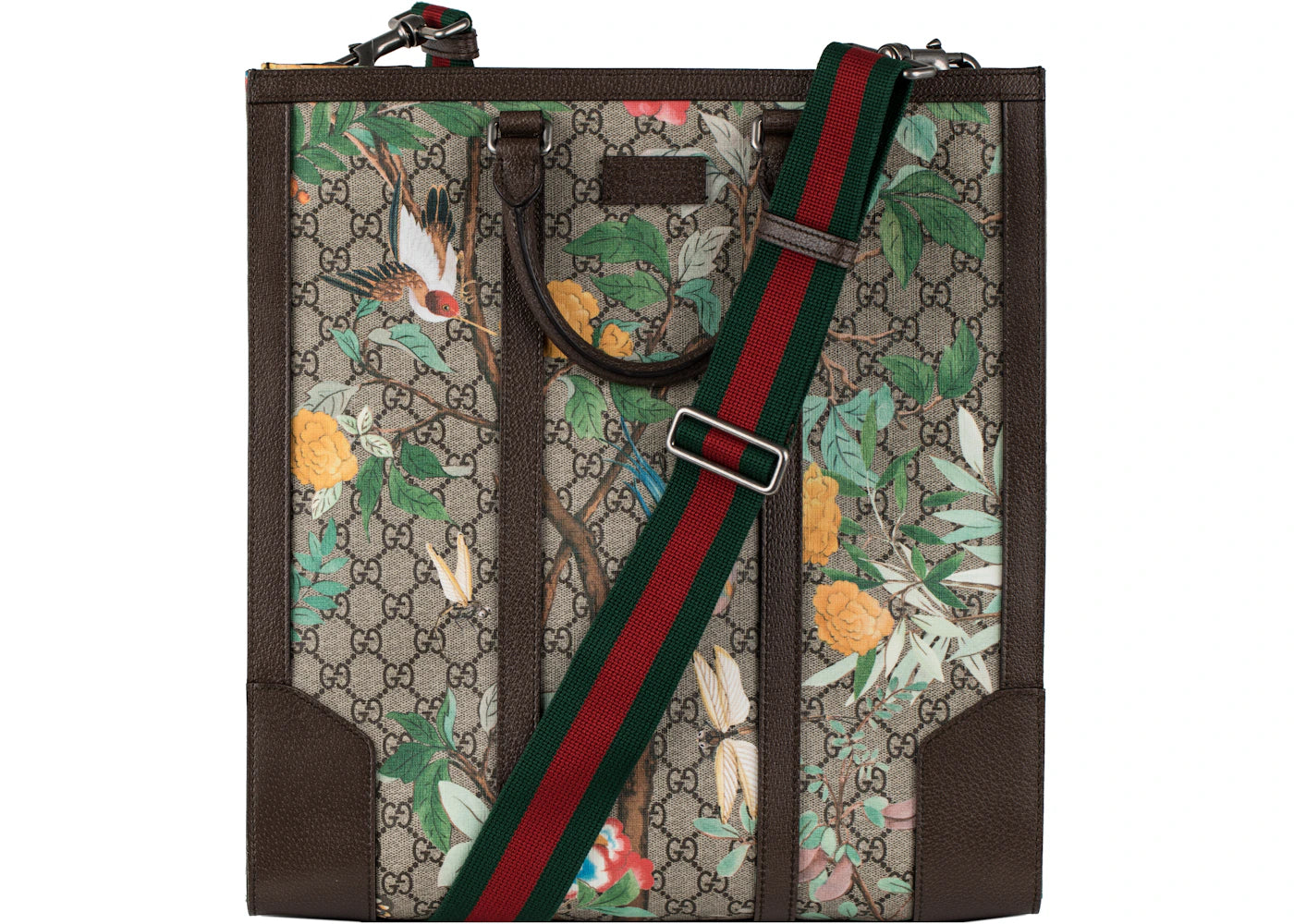 Gucci Convertible Tote Monogram GG Tian Print Brown/Beige/Green/Red