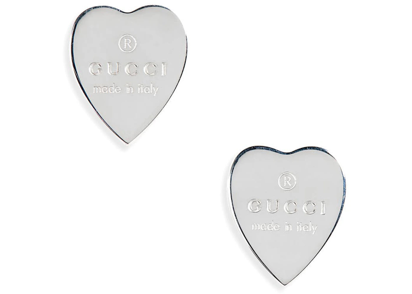 Gucci Trademark Heart Stud Earrings Silver